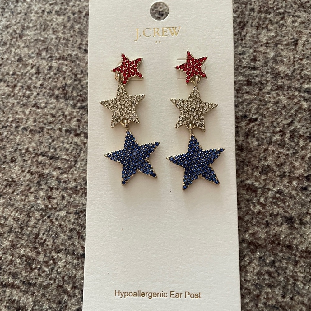 🔥 FINAL SALE - J Crew Red, White, and Blue Star Stud Earrings